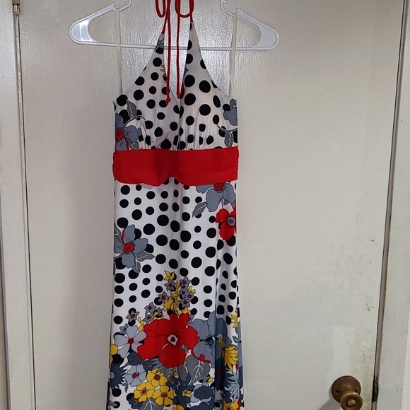 Yoyos polka dot Floral halter dress - Picture 1 of 3